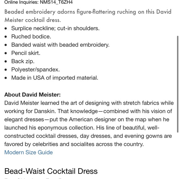 David Meister Bead Waist Cocktail Dress - Picture 10 of 10